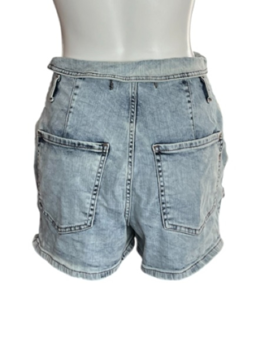 Express Light Wash Foldover Waist Denim Shorts Y2K Festival Boho - Picture 2 of 7